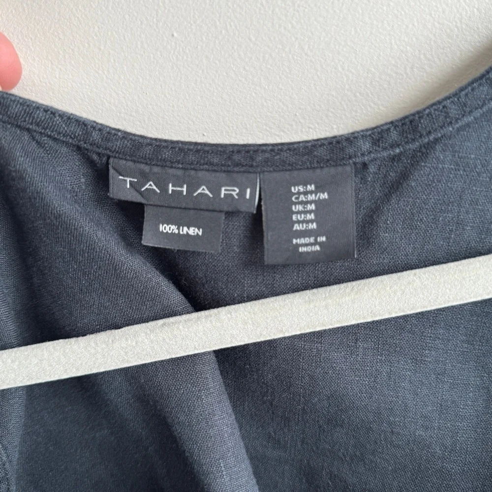 Tahari Black Linen Tank Top Women's Size M - Picture 2 of 7